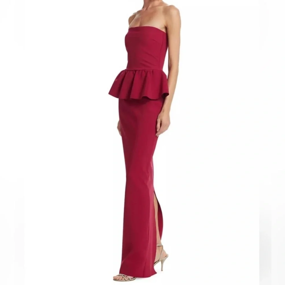 Chiara Boni La Petite Robe Panthea Strapless Peplum Gown 14